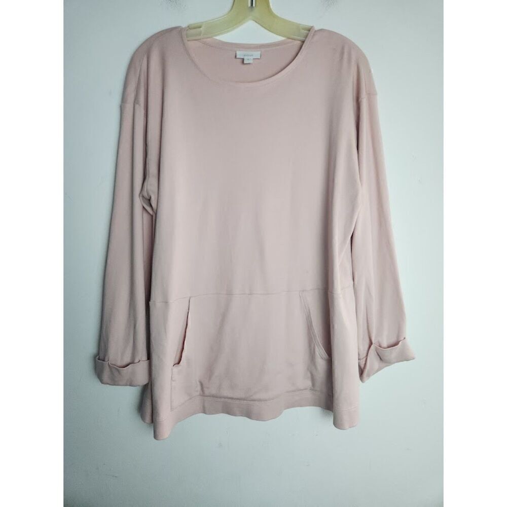Pure Jill by J.Jill Soft Pink 100% Cotton Kangaroo Pocket Sweater size Medium
